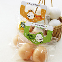부활절 달걀 2구 손잡이택 40개(비닐포함)-병아리 set