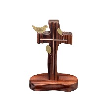 소나무탁상십자가-십자가 새